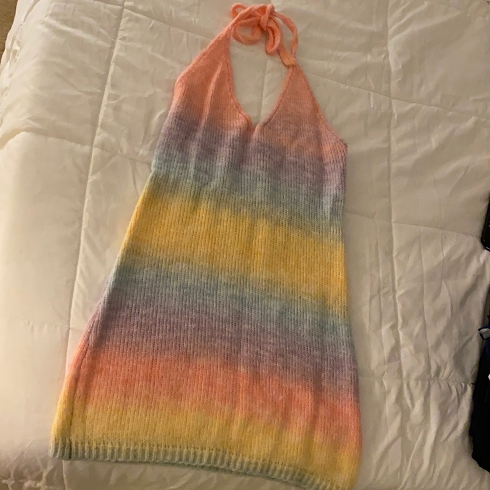 Princess Polly Multicolor Pastel Knit Halter Mini Dress
